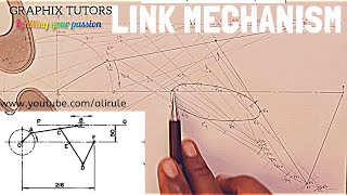 LINK MECHANISM in technical engineering drawing. loci problem 5.