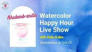 Watercolor Happy Hour: Rhubarb-arita Cocktail