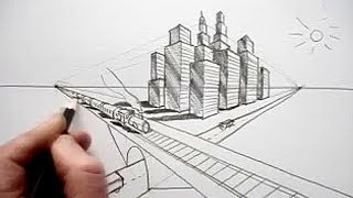 How To Draw In Perspective: Road, Railway, Train, City