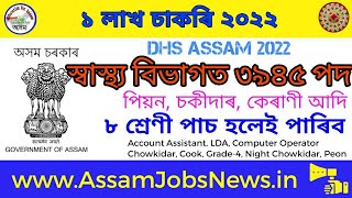 স্বাস্থ্য বিভাগত ৩৯৪৫ পদৰ Common Exam Application আৰম্ভ ৮-February ত