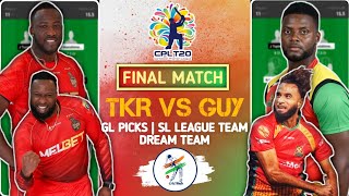 TKR vs GUY Dream11 Prediction Today Match, GUY vs TKR Fantasy Dream Team Today Match Dream11 Team