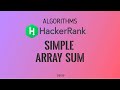 #2 Simple Array Sum | Hackerrank Algorithms Solution