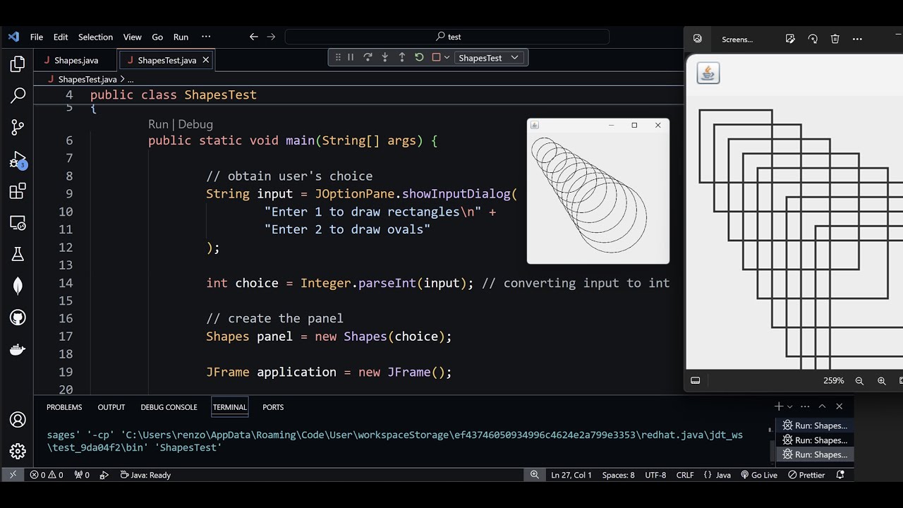 Gui And Graphics Case Study Drawingrectangles And Ovals Java Youtube