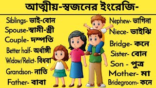 সকল আত্মীয়-স্বজনের ইংরেজি।English vocabulary with bangla meaning।All relative english word meaning।