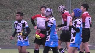 小学生ラグビー　関ラグビースクール5・6年生（赤）VS　藤田塾5・6年生（水色）5本目