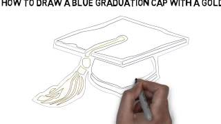 how to draw A Blue Graduation Cap with a Gold Tassel