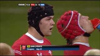 Dan Lydiate first international tackles on debut