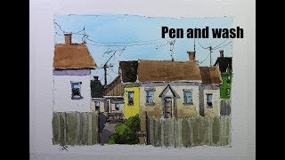 Pen and wash,urban landscape easy style for beginner By Nil Rocha