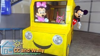 Wheels on the Bus | School Bus made out of cardboard... A How-To video
