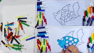 How To Draw A Fish|Easy Cute Drawing||drawing by Kids coloring fish|#kids Needs