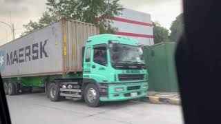 Light Teal Isuzu GigaMax Smoother-G Tractor Head with Maersk Container in Banawe Ave.