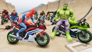 Spiderman Motorcycles with Superheroes - Gateway Ramp Challenge