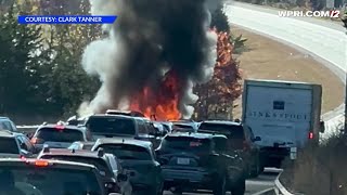 VIDEO NOW: 2 injured in fiery highway crash in Smithfield