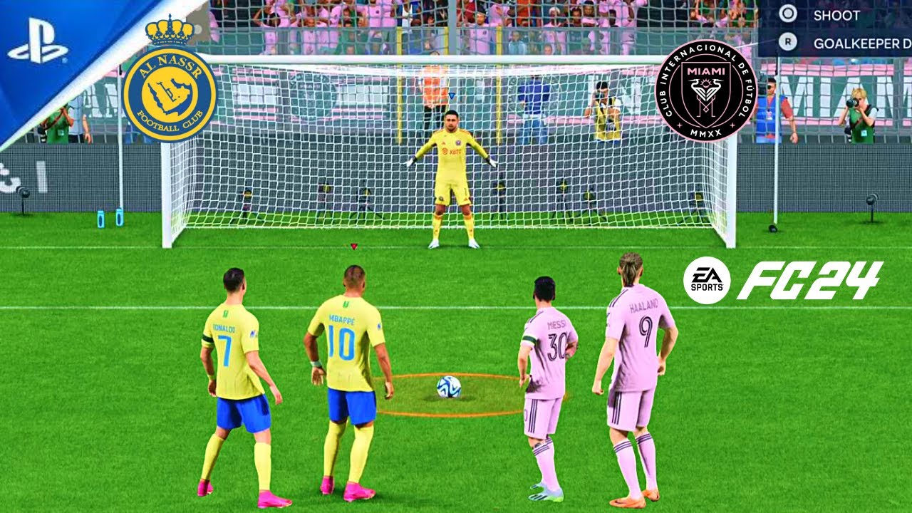 RONALDO VS MESSI ! AL NASSR VS INTER MIAMI ! PENALTY SHOOTOUT EA FC 24 ...