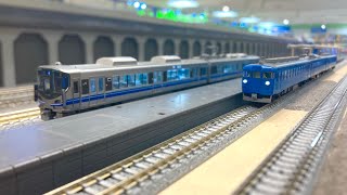 【Nゲージ】〜TOMIX 475系青色列車\u0026521系3次車 レンタルレイアウト ポポンデッタ近鉄あべのハルカス店17番18番線レイアウト走行シーン〜