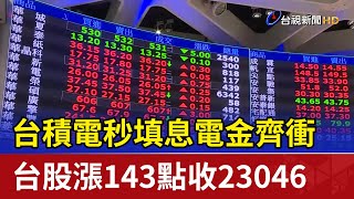 台積電秒填息電金齊衝 台股漲143點收23046