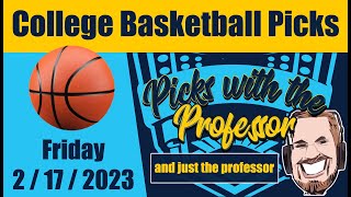 CBB Fri 2/17/2023 NCAA College Basketball Betting ATS Picks/Predictions (February 17th, 2023)