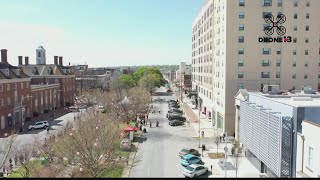 Macon Cherry Blossom festivities at Third Street Park from Drone 13