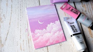 soft pink clouds / aesthetic painting ideas for beginners 💟 #shorts