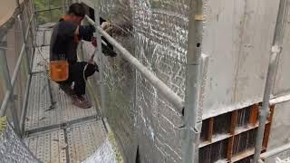 Home Project #58.거푸집해체와 외벽 열반사단열재 시공 Dismantling Formwork \u0026 Inst. heat reflective insulatn ext.wall