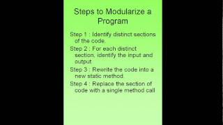 Modularizing a Programing using Methods C#
