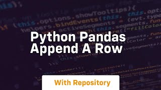 python pandas append a row