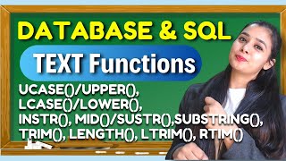Database & SQL | Text functions | Class 12 IP #class12ip #cbseboardexam2021latestnews #sql #mysql
