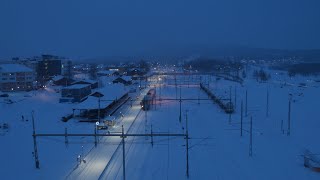 4032. Gällivare tågstation (Gällivare train station) Drone Stock Footage Video