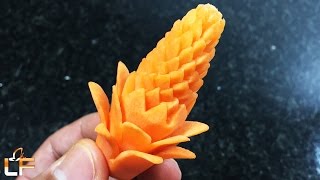 Orange Flower From Carrot Carving Design - Art Of Fruity And Vegetable Carving