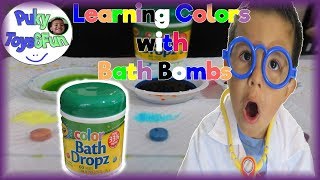 Learning Colors with Bath Bombs with a 3 year old DR-Puky Toys&Fun
