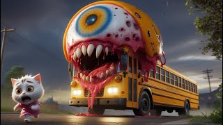 🚌Kitten sees a mutant monster bus on the way to school!🐱#aicat #sadaicatstory