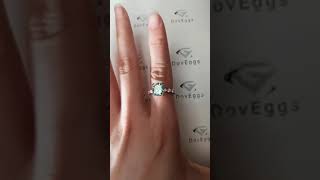 Doveggs deep blue cushion moissanite engagement ring for women