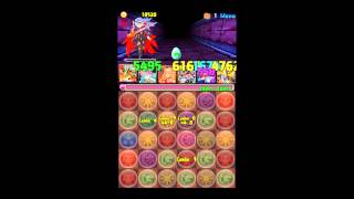 パズドラ「サタン降臨！(回復無し) 大魔王 超地獄級」太陽神+炎隼神 24倍PTノーコン攻略