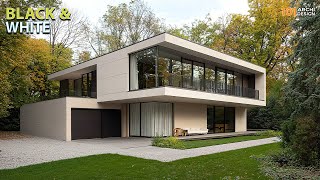 Minimalist Rectangular House Design Ideas With Contrast Tones