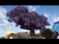 an enchanting area under the cherry blossom tree minecraft relaxing survival ep.3