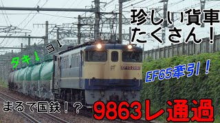 珍しい編成！EF65PF牽引9863レ(8863レ)通過！！