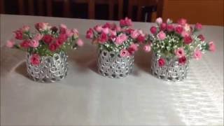 VIDEO 18 MINI ARRANJOS DE FLORES ARTIFICIAIS  VASO COM LACRE DE LATINHAS. #ARRANJO DE FLORES