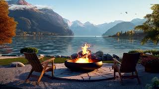 Spring Morning Relax Time in Cozy Forest Ambience with Lake Waves and Campfire Sounds