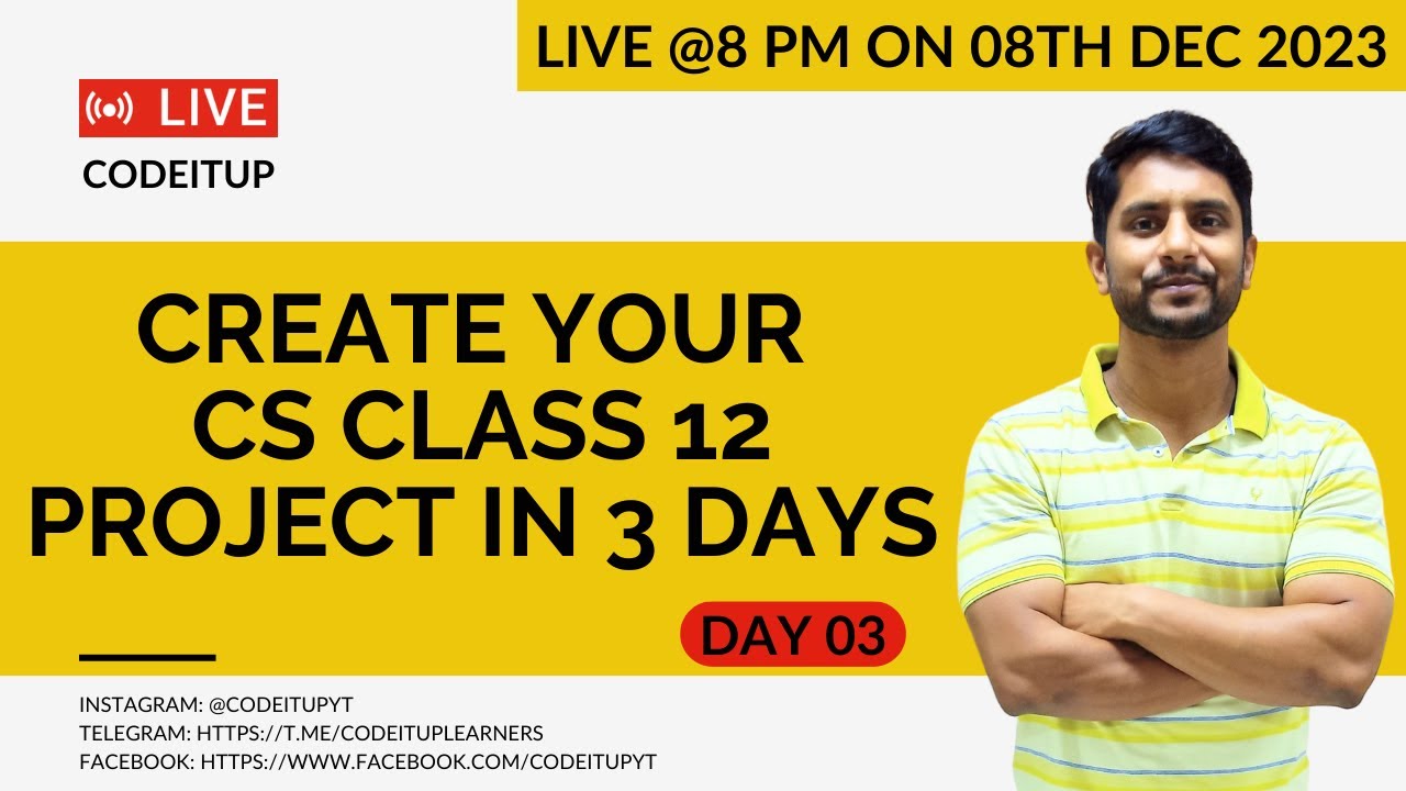 Day 03 Class 12 Cs Python Project Youtube