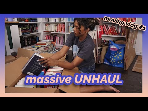 dismantle and pack my shelves (1000 books) MOVING VLOG 1