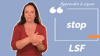 Signer STOP en LSF (Langue des Signes Française). Apprendre la LSF par configuration
