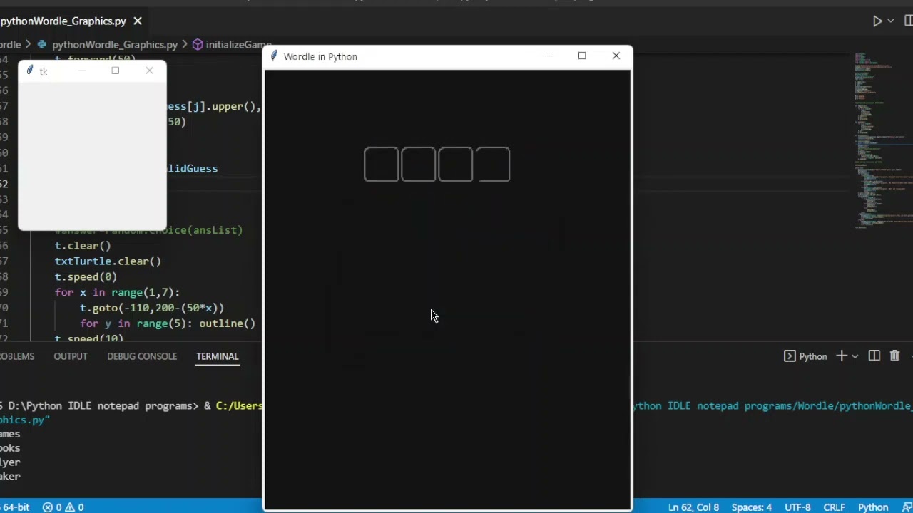 Wordle In Python 3 Demo Using Turtle Tkinter - YouTube