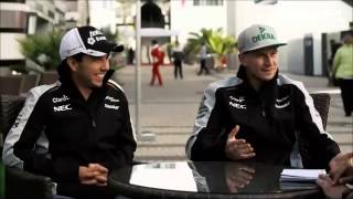 Sergio Perez and Nico Hulkenberg celebrate their 100th GP. Russian GP 2016