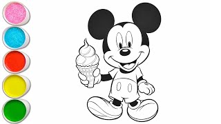 Cute Mickey Mouse Drawing for kids, Painting \u0026 Coloring for kids, Toddlers | Let's Draw Together