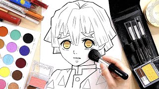 鬼滅の刃のぬりえメイクが楽しすぎたw