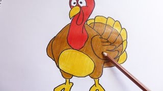 Dibujando y pintando a pavo - Drawing and painting to turkey