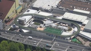 大阪の街で空中ランニングを 日生球場跡の商業施設