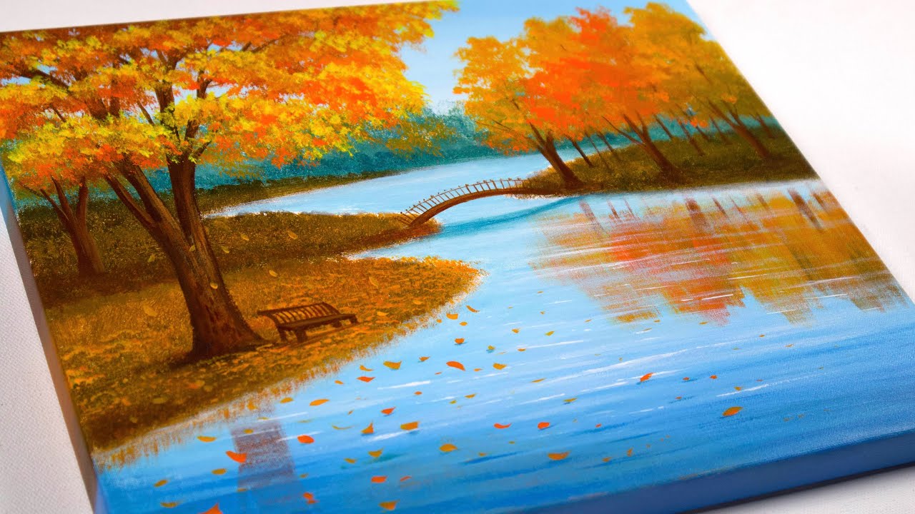 Step By Step Autumn Landscape Painting Tutorial For Beginners At Mary