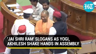'Jai Shri Ram' slogans in U.P assembly as Yogi greets Akhilesh first time after poll victory