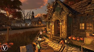 Witch's Cottage | Halloween Sunset & Thunderstorm Ambience | Eerie Wind, Spooky Nature Sounds